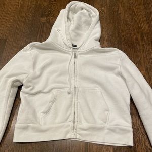 Brandy Melville white full zip cropped sweater